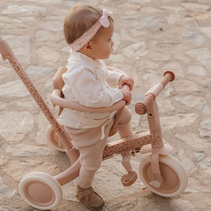 Triciclo con Barra Rosa Flores - Little Dutch