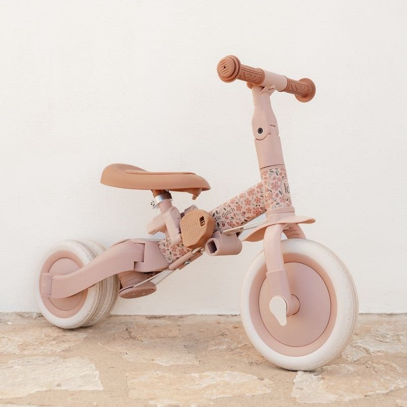 Triciclo con Barra Rosa Flores - Little Dutch