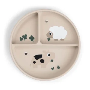 Plato Silicona Compartimentos Tiny Farm Beige - Done By Deer
