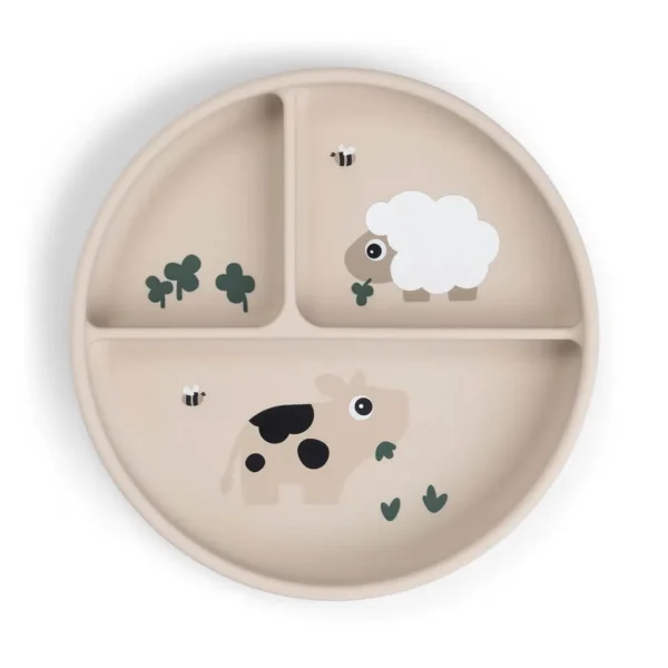 Plato Silicona Compartimentos Tiny Farm Beige - Done By Deer