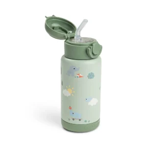 Botella Térmica con Pajita Playground Verde 340 ml - Done By Deer